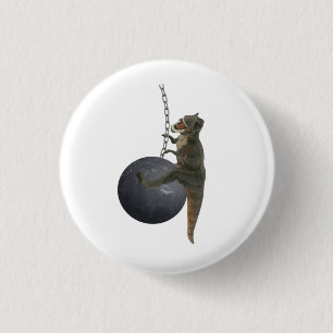 T-Rex Dinosaur Wrecking Ball 3 Cm Round Badge