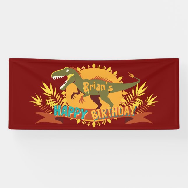 t-rex Dinosaurs kid's Birthday Banner (Horizontal)