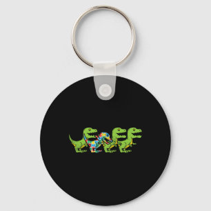 T-Rex Dinosaurs Puzzle Dino Autism Awareness ASL B Key Ring