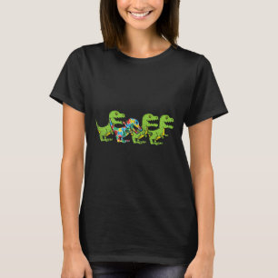 T-Rex Dinosaurs Puzzle Dino Autism Awareness ASL B T-Shirt