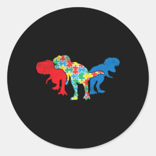 T-Rex Dinosaurs Puzzle Dino Autism Awareness ASL G Classic Round Sticker