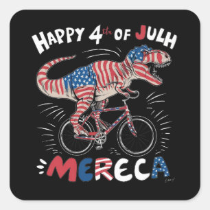 T-Rex donning the colors of the American flag_2 Square Sticker