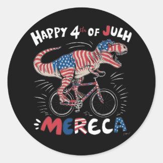 T-Rex donning the colours of the American flag_2 Classic Round Sticker
