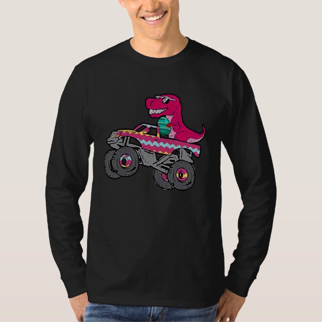 T Rex Easter Bunny  Dinosaur Boys Basket Stuffers  T-Shirt (Front)
