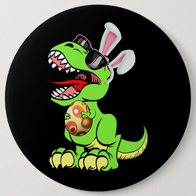 T Rex Easter Bunny Funny Dinosaur Boys Basket Stuf 6 Cm Round Badge (Front)
