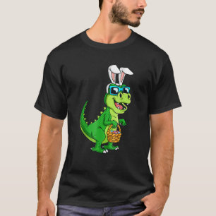 T Rex Easter Bunny With Eggs Basket  Dinosaur Boys T-Shirt