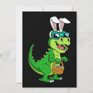 T Rex Easter Bunny With Eggs Basket Funny Dinosaur Invitation