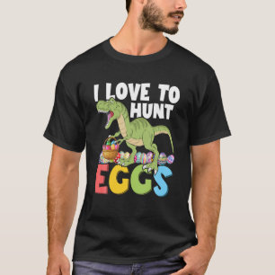 T Rex Easter Bunny With Eggs Basket Funny Dinosaur T-Shirt