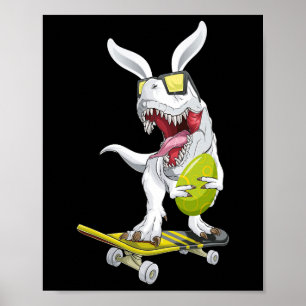 T Rex Easter Dinosaur Bunny Holding An Egg And Ska Poster