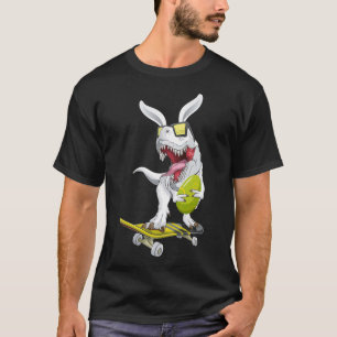 T Rex Easter Dinosaur Bunny Holding An Egg And Ska T-Shirt