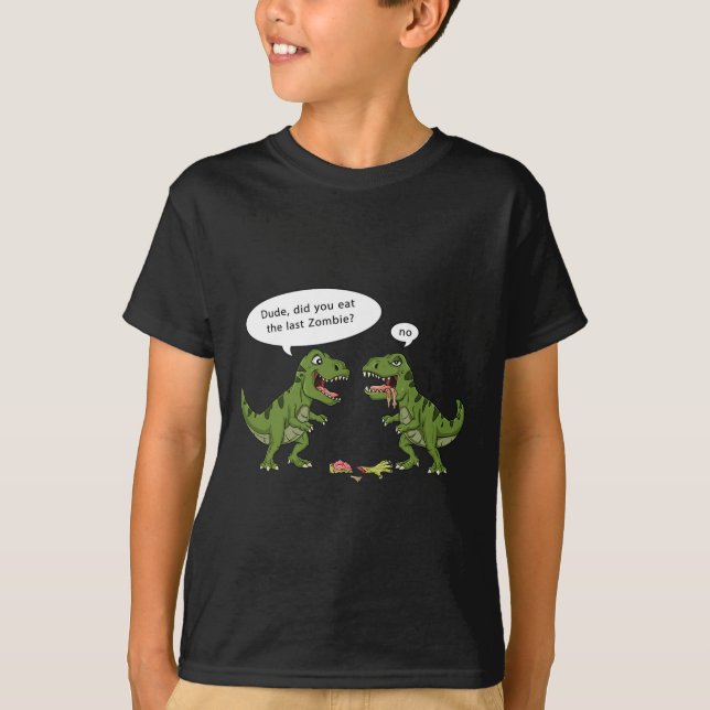 T Rex Eats Zombie Halloween Boys Girls Kids Fun  T-Shirt (Front)