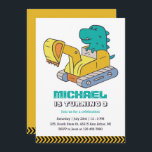 T-Rex Excavator Builder Construction Kids Birthday Invitation<br><div class="desc">Cute design for kids,  boys or girls who love excavator,  construction vehicles,  heavy machinery and big trucks. Perfect for builder theme birthday party. You can customise the wording to fit other occasions.</div>