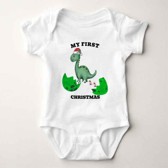 T-Rex First Christmas Baby - Dino Holiday Bodysuit (Front)