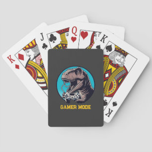 T-Rex Gamer Mode Dinosaur Art Playing Cards