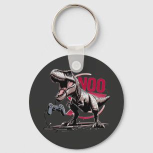T-Rex Gamer Rage No More Design Key Ring