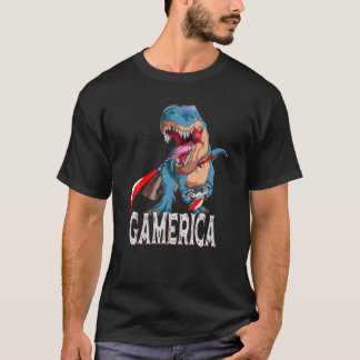 T Rex Gaming Gamerica - Funny Gaming T Rex Gamer 4 T-Shirt