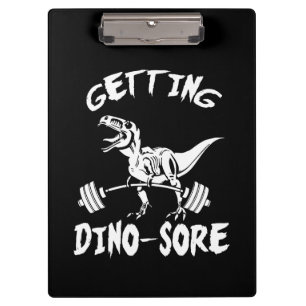 T-Rex, Getting Dino Sore, Funny, Cartoon, Workout Clipboard