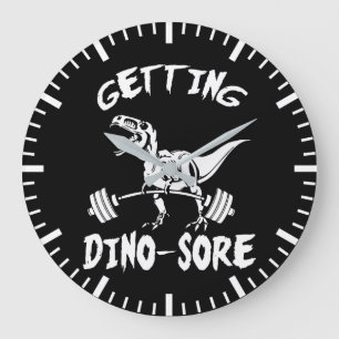 T-Rex, Getting Dino Sore, Funny, Cartoon, Workout Large Clock