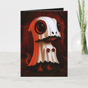 T-Rex Ghost Halloween Costume Illustration Card