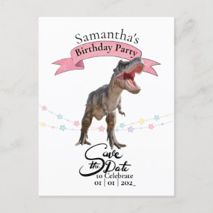 T Rex, Girl Save the Date  Postcard