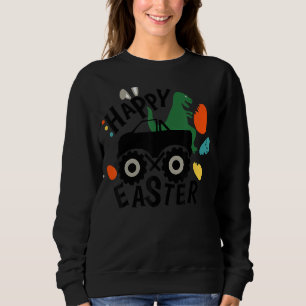 T Rex Happy Easter Monster Truck Boys Easter Egg Sweatshirt