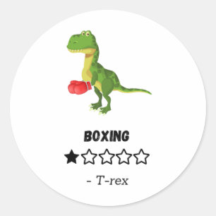 T-rex Hates Boxing Funny Dinosaur Print Classic Round Sticker