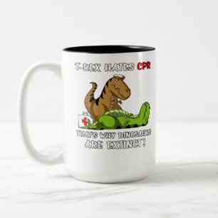 T-Rex Hates CPR That Is Why Dinosaurs Are Extinct Two-Tone Coffee Mug