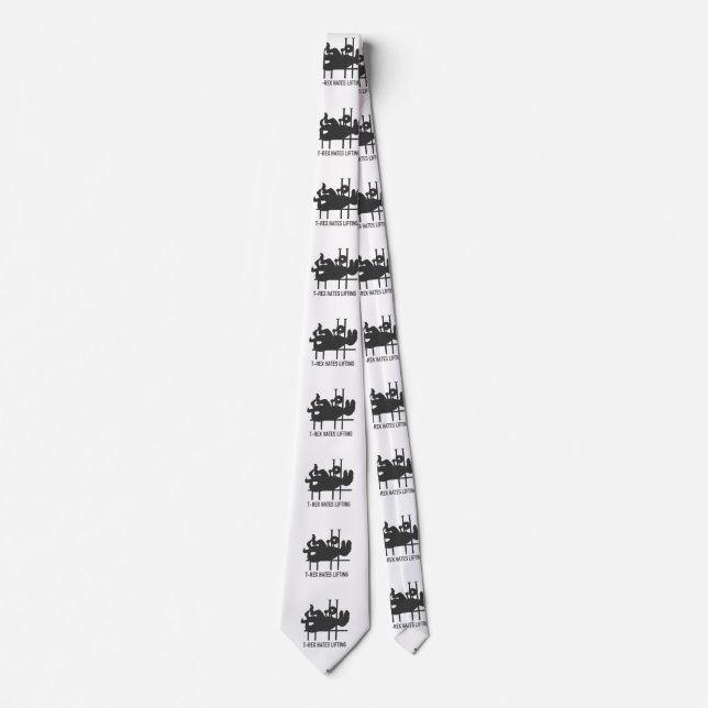 T-rex hates lifting - Choose background colour Tie (Front)