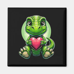 T-rex Holding Heart Valentine's Day Cute Dinosaur Magnet