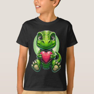 T-rex Holding Heart Valentine's Day Cute Dinosaur  T-Shirt