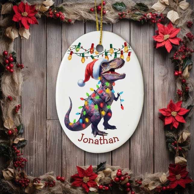 T-Rex Holiday Lights Kids Christmas Ceramic Tree Decoration (Creator Uploaded)