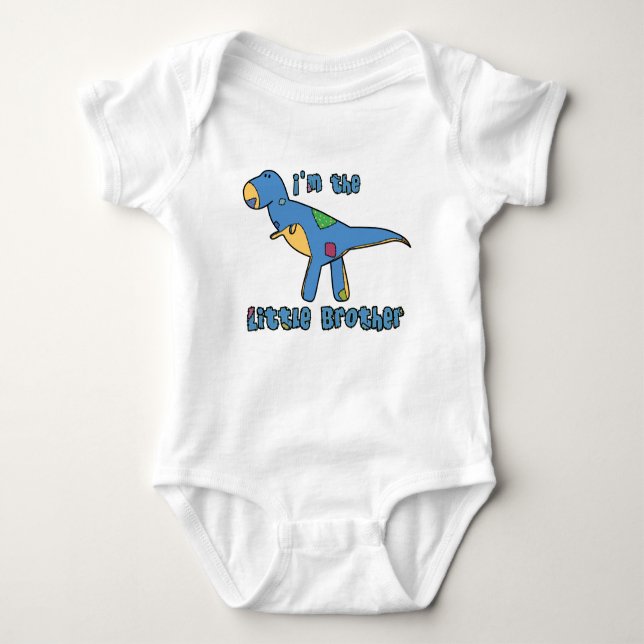 T-Rex I'm the Little Brother Apparel Baby Bodysuit (Front)