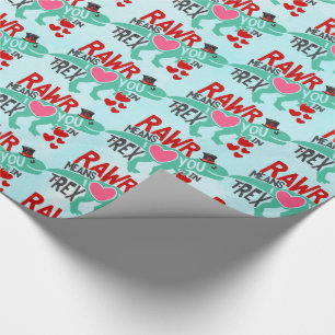 T-Rex in a Top Hat Cute Funny Valentine's Day Wrapping Paper
