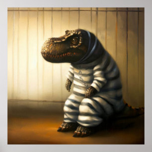 T Rex In Jail Poster