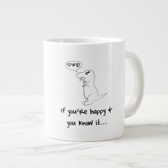 T-Rex Isn't Happy Large Coffee Mug (Front Right)