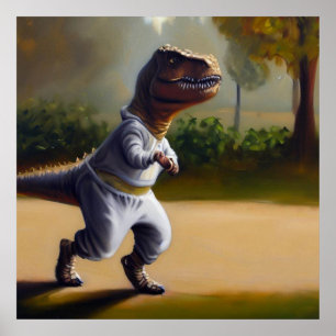 T Rex Jogging Poster