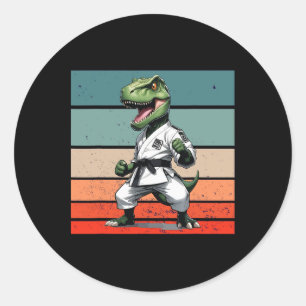 T.rex Karate Gi Black Belts Fierce Powerful Stance Classic Round Sticker
