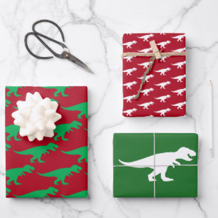 T-Rex King Christmas Dinosaur Tyranosaurus Power Wrapping Paper Sheet