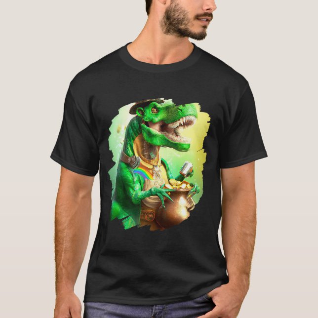 T Rex Leprechaun  St Patricks Day Tyrannosaurus Re T-Shirt (Front)