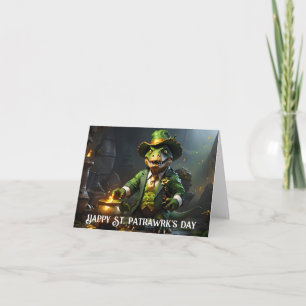 T-Rex Leprechaun with gold cauldron  Card