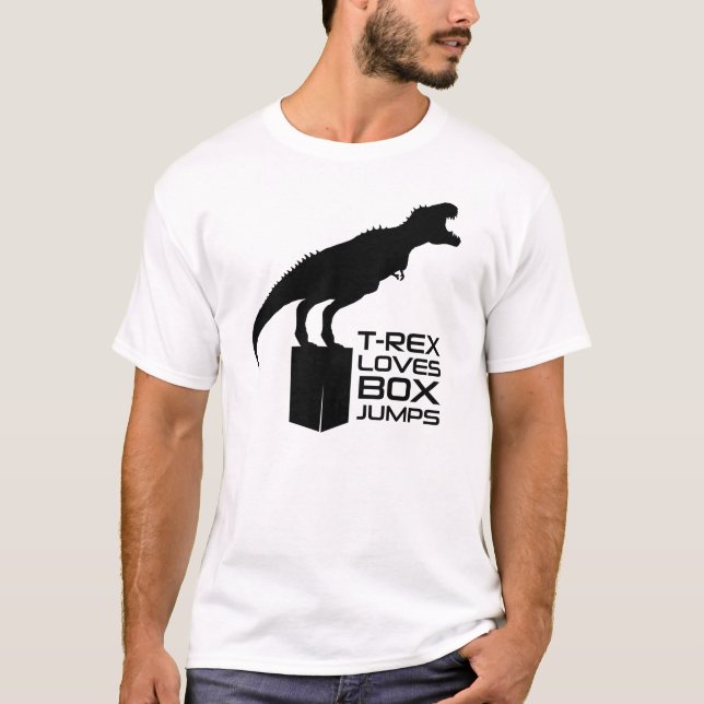 T-Rex Loves Box Jumps" Fitness Tee (Front)