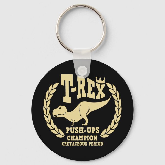 T-Rex Loves Push-Ups Key Ring (Front)