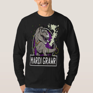 T Rex Mardi Grawr Funny Mardi Gras T Rex Smoking C T-Shirt