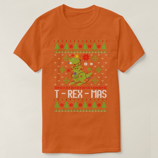 T rex mas Tree rex christmas tree ugly xmas sweate T-Shirt (Design Front)