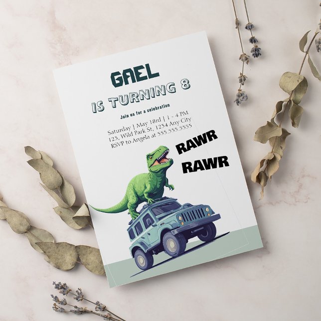 T-Rex Monster Truck Rawr Dinosaur Kids Birthday Invitation (Creator Uploaded)