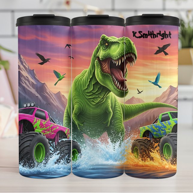 T-Rex Monster Trucks Water Splash Thermal Tumbler (Creator Uploaded)