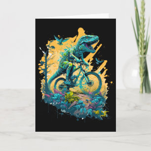 T-rex Mountain Bike Cycling Trail Biking Tyrannosa Card