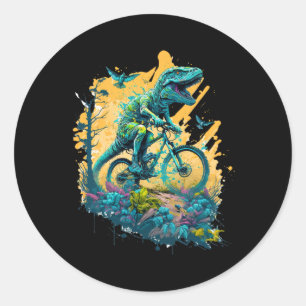 T-rex Mountain Bike Cycling Trail Biking Tyrannosa Classic Round Sticker