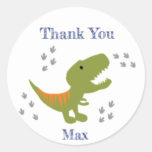 T-rex Party Thank You Classic Round Sticker