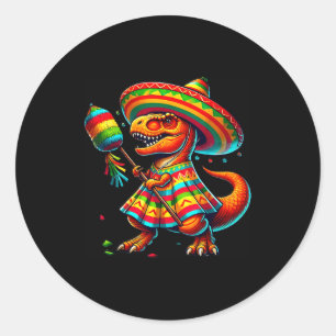 T-rex pinata sombrero cinco de mayo mexican classic round sticker